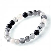 Black Rutilated Quartz Bracelet, Unisex & anti-fatigue, mixed colors Approx 15 cm 