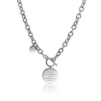 Stainless Steel Jewelry Necklace & with letter pattern & for woman, original color, 10mm, 20mm Approx 17.7 Inch 