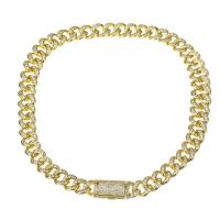 Cúbicos circón Collar de latón Micro pavimenta, metal, chapado en color dorado, micro arcilla de zirconia cúbica, longitud:aproximado 17 Inch, Vendido por UD