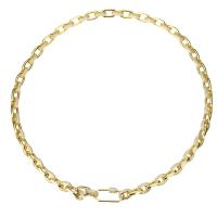 metal Collar de suéter, chapado en color dorado, micro arcilla de zirconia cúbica, longitud:aproximado 24 Inch, Vendido por UD