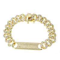 Cubic Zirconia Micro Pave Brass Bracelet, gold color plated, micro pave cubic zirconia Approx 7.5 Inch 