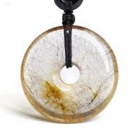 Rutilated Quartz Pendant, Round, mixed colors, 20-30mm 