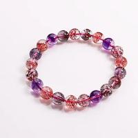 Rutilated Quartz Bracelet, Unisex & anti-fatigue, purple, 8.5-9mm Approx 15 cm 