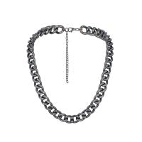 fundición collar, hierro cierre de langosta, con 3.94Inch extender cadena, cadenilla & para hombre & con diamantes de imitación, negro de plomo, longitud:aproximado 19.69 Inch, Vendido por UD