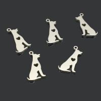 Pendentifs d'animaux en acier inoxydable , chien, Placage de couleur argentée, bijoux de mode, argent Vendu par PC