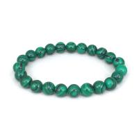 Bracelets de malachite, avec fil élastique, Rond, élastique & unisexe, 8mm Environ 7.28 pouce, Vendu par PC