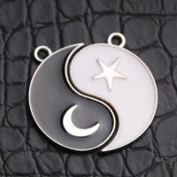 Zinc Alloy Enamel Pendants, plated, ying yang 