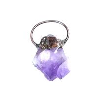 Pendentif Améthyste Février Birthstone, avec laiton, Placage de couleur d'or, bijoux de mode, violet, 25-40mm, Vendu par PC