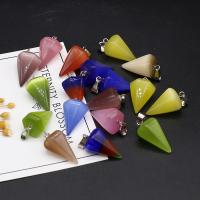 Gemstone Zinc Alloy Pendants, with Zinc Alloy, Cone, silver color plated, random style & fashion jewelry, mixed colors 