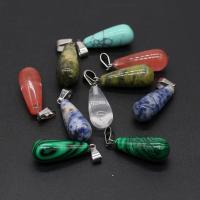 Gemstone Zinc Alloy Pendants, with Zinc Alloy, Teardrop, silver color plated, random style & fashion jewelry, mixed colors 