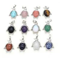 Gemstone Zinc Alloy Pendants, with Zinc Alloy, Penguin, silver color plated, DIY 