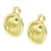 Zinc Alloy Jewelry Pendants, Flat Round, gold color plated, ying yang Approx 2mm 