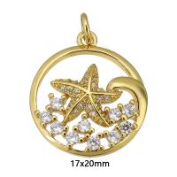 Cubic Zirconia Micro Pave Brass Pendant, gold color plated, micro pave cubic zirconia & hollow Approx 2mm 