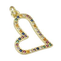 Cubic Zirconia Micro Pave Brass Pendant, Heart, gold color plated, micro pave cubic zirconia & hollow Approx 2mm 