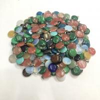 Colgantes de Gemas Mixta, Piedras preciosas, con fundición, Redondo aplanado, chapado, Bricolaje & diferentes materiales para la opción, más colores para la opción, 20x7mm, Vendido por UD