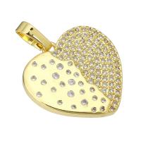 Cubic Zirconia Micro Pave Brass Pendant, Heart, gold color plated, micro pave cubic zirconia Approx 3mm 