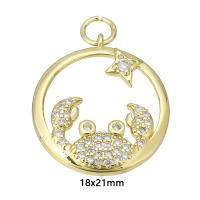 Cubic Zirconia Micro Pave Brass Pendant, gold color plated, micro pave cubic zirconia & hollow Approx 4mm 