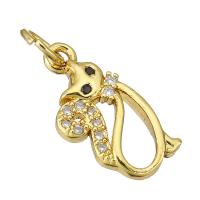 Cubic Zirconia Micro Pave Brass Pendant, Cat, gold color plated, micro pave cubic zirconia & hollow Approx 3mm 