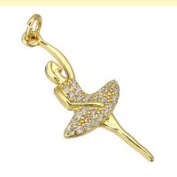 Cubic Zirconia Micro Pave Brass Pendant, Girl, gold color plated, micro pave cubic zirconia Approx 2mm 