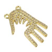 Cubic Zirconia Micro Pave Brass Pendant, Hand, gold color plated, micro pave cubic zirconia Approx 1.5mm 