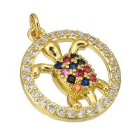 Cubic Zirconia Micro Pave Brass Pendant, gold color plated, micro pave cubic zirconia & hollow Approx 3mm 