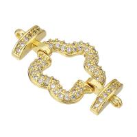 Cubic Zirconia Micro Pave Brass Connector, gold color plated, micro pave cubic zirconia & hollow Approx 1mm 