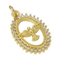 Cubic Zirconia Micro Pave Brass Pendant, gold color plated, micro pave cubic zirconia & hollow Approx 2mm 