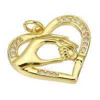 Cubic Zirconia Micro Pave Brass Pendant, Heart, gold color plated, micro pave cubic zirconia & hollow Approx 2mm 