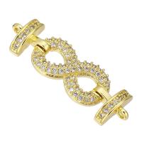 Cubic Zirconia Micro Pave Brass Connector, gold color plated, micro pave cubic zirconia & hollow Approx 1mm 