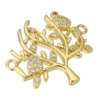 Cubic Zirconia Micro Pave Brass Connector, Tree, gold color plated, micro pave cubic zirconia Approx 2mm 