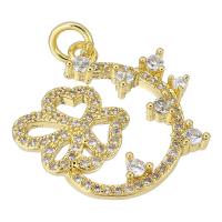 Cubic Zirconia Micro Pave Brass Pendant, gold color plated, micro pave cubic zirconia & hollow Approx 2mm 