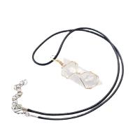 Natural Quartz Pendants, Clear Quartz, with Zinc Alloy, polished 40-60mm 