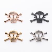 Cubic Zirconia Micro Pave Brass Connector, Skull, plated, fashion jewelry & micro pave cubic zirconia 