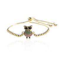 Cubic Zirconia Micro Pave Brass Bracelet, Owl, plated, fashion jewelry & micro pave cubic zirconia .87 Inch 