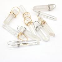 Clear Quartz Pendant, with Iron, irregular, plated, Unisex 7x38- 