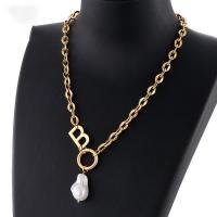 Collier de bijoux de titane, Acier titane, avec Shell Pearl, avec 1.97Inch chaînes de rallonge, Placage, pour femme, plus de couleurs à choisir  Environ 16.93 pouce, Vendu par PC