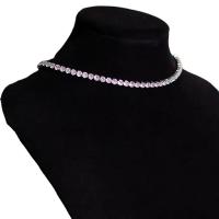 Collier en laiton cubique Zircon Micro Pave, avec 5.9inch chaînes de rallonge, Placage, pavé de micro zircon & pour femme, plus de couleurs à choisir, 5mm Environ 10.6 pouce, Vendu par PC