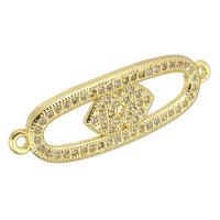 Cubic Zirconia Micro Pave Brass Connector, gold color plated, micro pave cubic zirconia & hollow Approx 2mm 