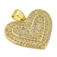 Cubic Zirconia Micro Pave Brass Pendant, Heart, gold color plated, micro pave cubic zirconia Approx 2mm 