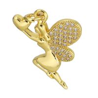 Cubic Zirconia Micro Pave Brass Pendant, Fairy, gold color plated, micro pave cubic zirconia Approx 2mm 