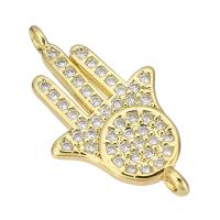 Cubic Zirconia Micro Pave Brass Connector, Hand, gold color plated, micro pave cubic zirconia Approx 1mm 