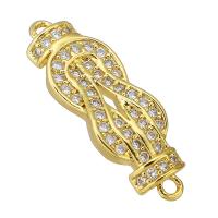 Cubic Zirconia Micro Pave Brass Connector, gold color plated, micro pave cubic zirconia Approx 1mm 