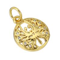 Cubic Zirconia Micro Pave Brass Pendant, gold color plated, micro pave cubic zirconia & hollow Approx 3mm 