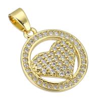 Cubic Zirconia Micro Pave Brass Pendant, gold color plated, micro pave cubic zirconia & hollow Approx 3mm 