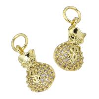 Cubic Zirconia Micro Pave Brass Pendant, gold color plated, micro pave cubic zirconia & hollow Approx 3mm 