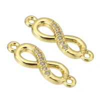 Cubic Zirconia Micro Pave Brass Connector, gold color plated, micro pave cubic zirconia & hollow Approx 1mm 