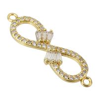 Cubic Zirconia Micro Pave Brass Connector, gold color plated, micro pave cubic zirconia & hollow Approx 1mm 