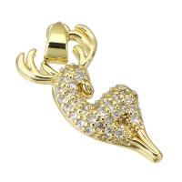 Cubic Zirconia Micro Pave Brass Pendant, Bear, gold color plated, micro pave cubic zirconia Approx 3mm 