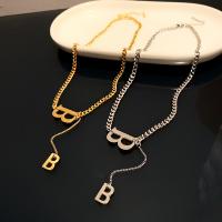 Collier de bijoux de titane, Acier titane, Lettre B, Placage, bijoux de mode & pour femme, plus de couleurs à choisir .54 pouce, Vendu par PC