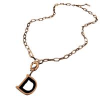 Collier de bijoux de titane, Acier titane, Lettre D, bijoux de mode & pour femme, doré .4 pouce, Vendu par PC